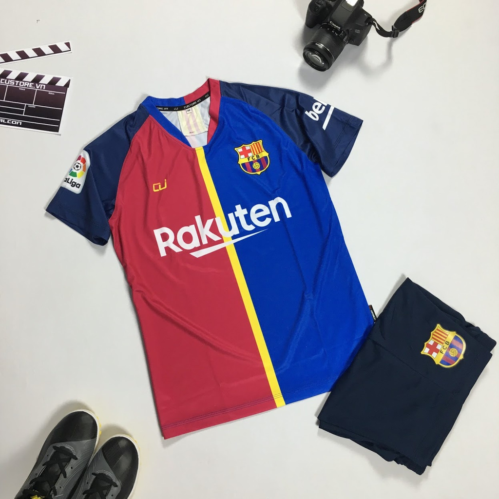 [HCM]Bộ quần áo CLB BARCA Đỏ Bích Navy CUSTORE giá rẻ