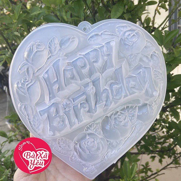 Khuôn rau câu Happy Birthday Trái Tim