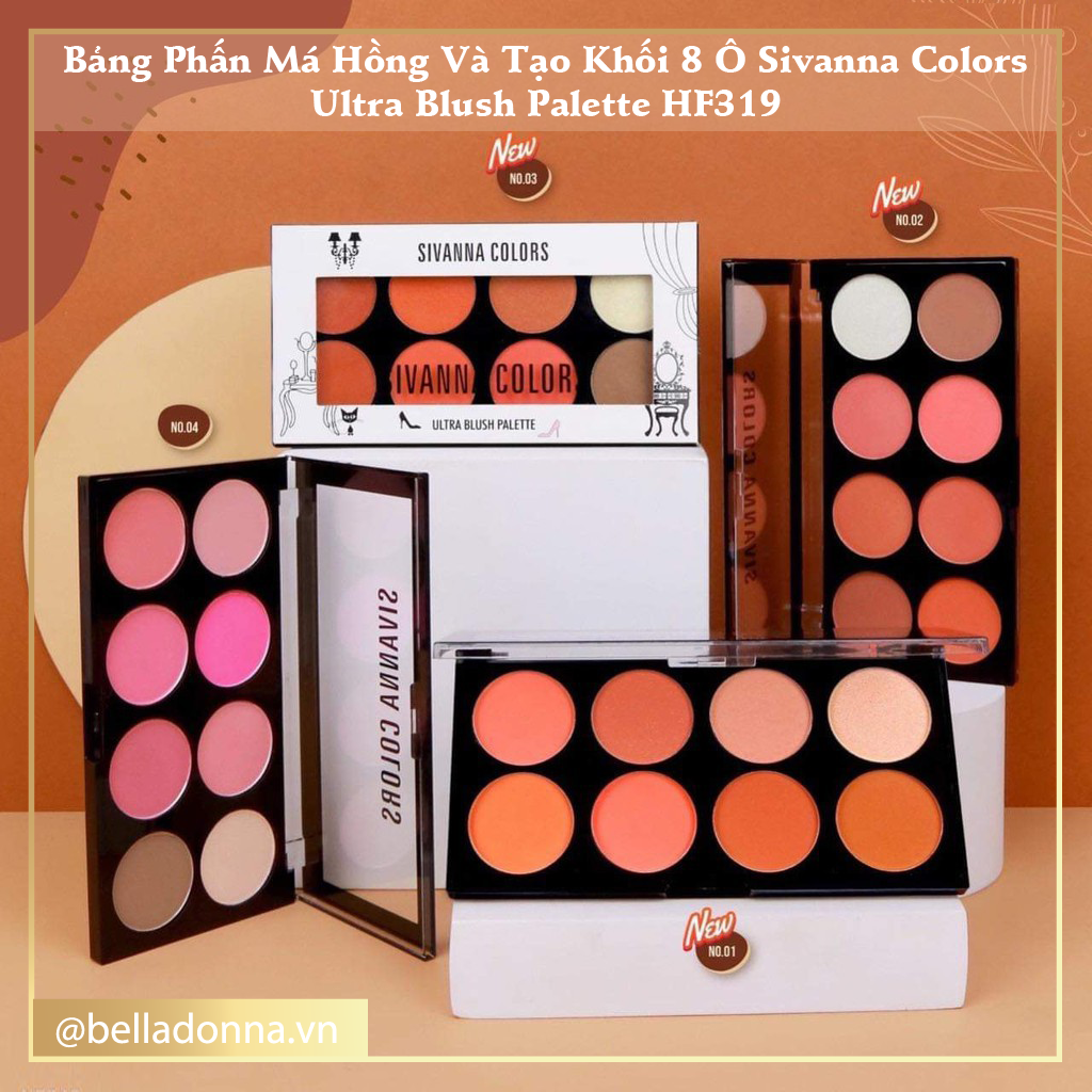 [HCM] Bảng Phấn Má Hồng Và Tạo Khối 8 Ô Sivanna Colors Ultra Blush Palette HF319 16g