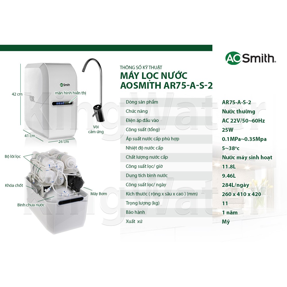 Máy Lọc Nước AOsmith AR75- A-S-2
