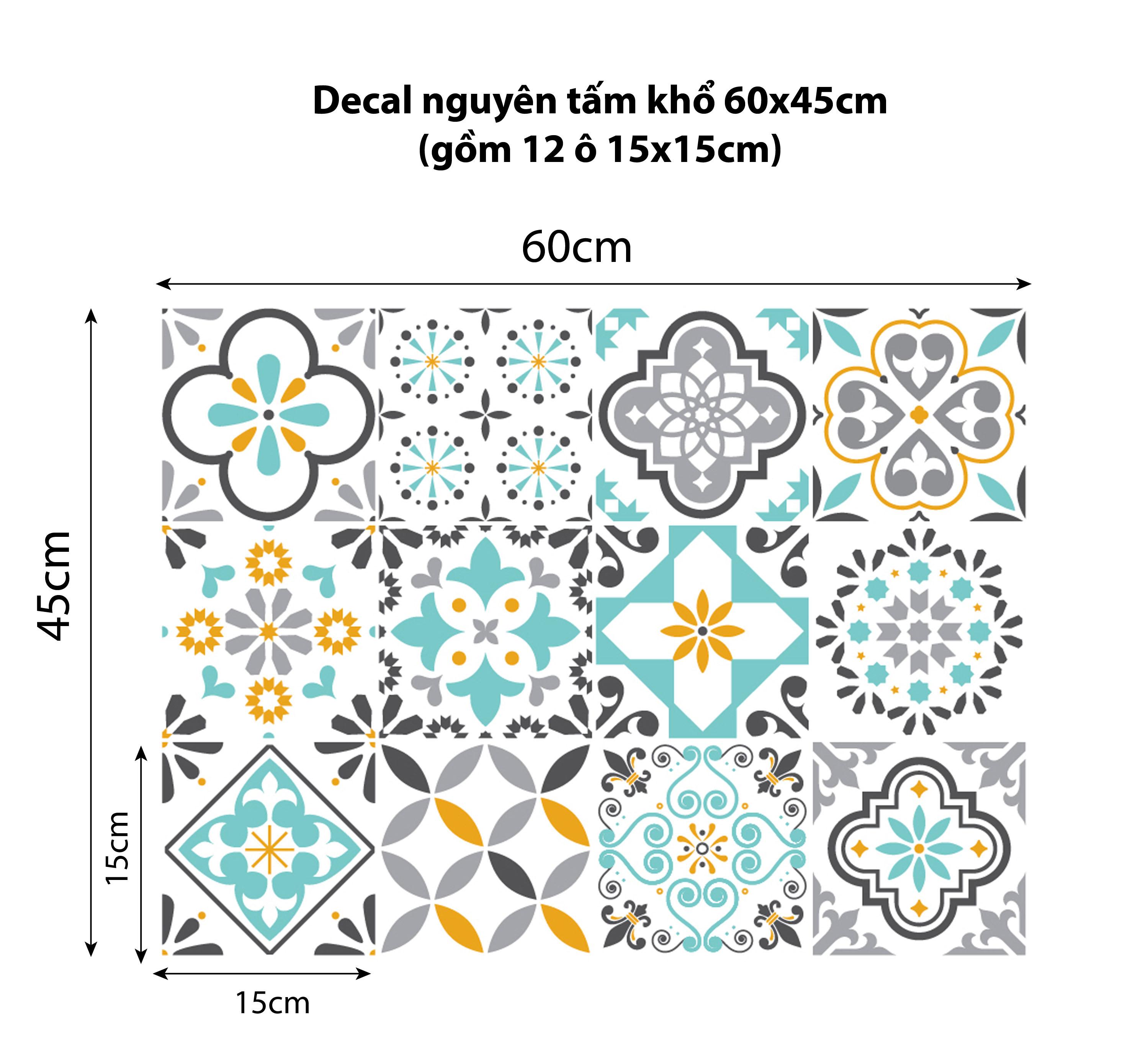 Decal gạch bông Mint - Decal dán tường - Sắc nét bền đẹp
