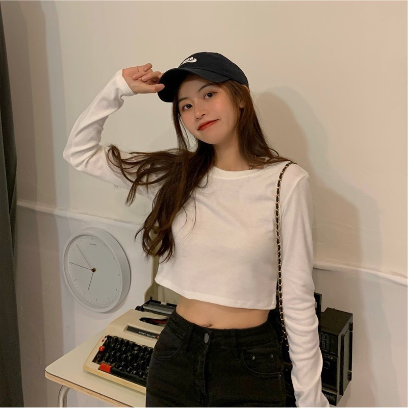 Áo Croptop Dài Tay Phong Cách Hàn Quốc
