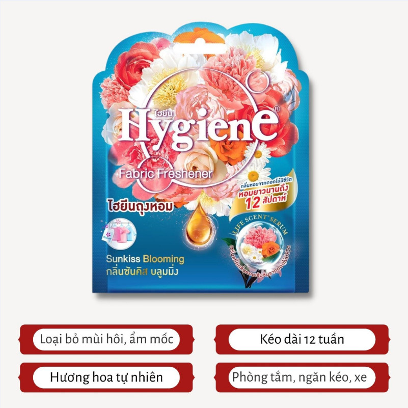 Combo 2 túi thơm phòng treo xe phòng ngủ để tủ quần áo hương hoa 8gr hygiene thái lan