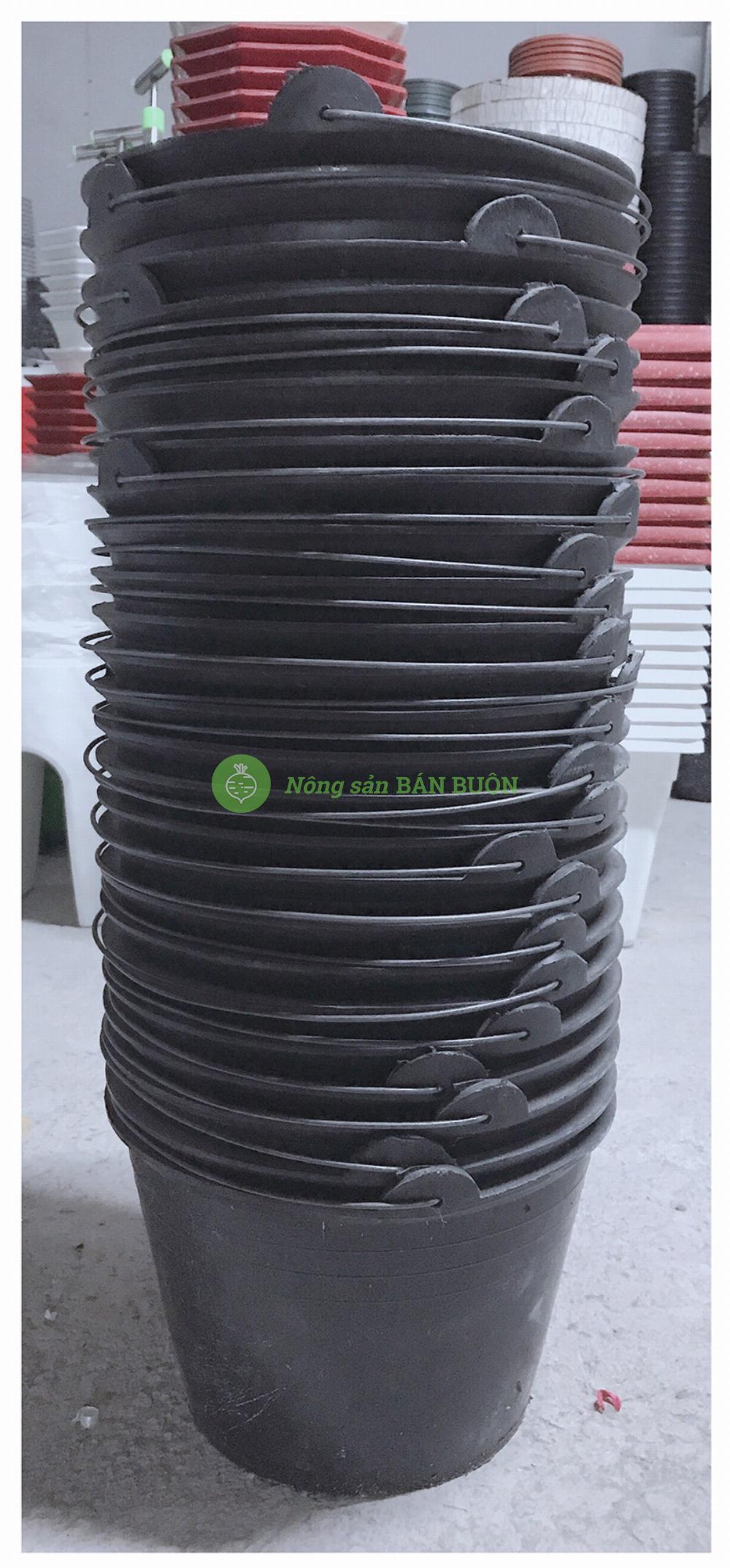 50 Xô vữa đen Đầu Trâu - Xô Nhựa Đựng Nước, Tưới Cây, Xách Hồ, Xách Vữa, Đựng Đồ, Có Quai Xách, Kích Thước 28x18Cm - Màu Đen