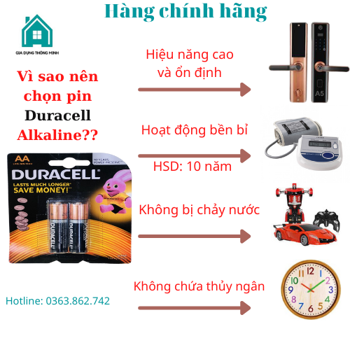 Pin tiểu Duracell Alkaline AA RL6, 1.5V (vỉ 2 viên)