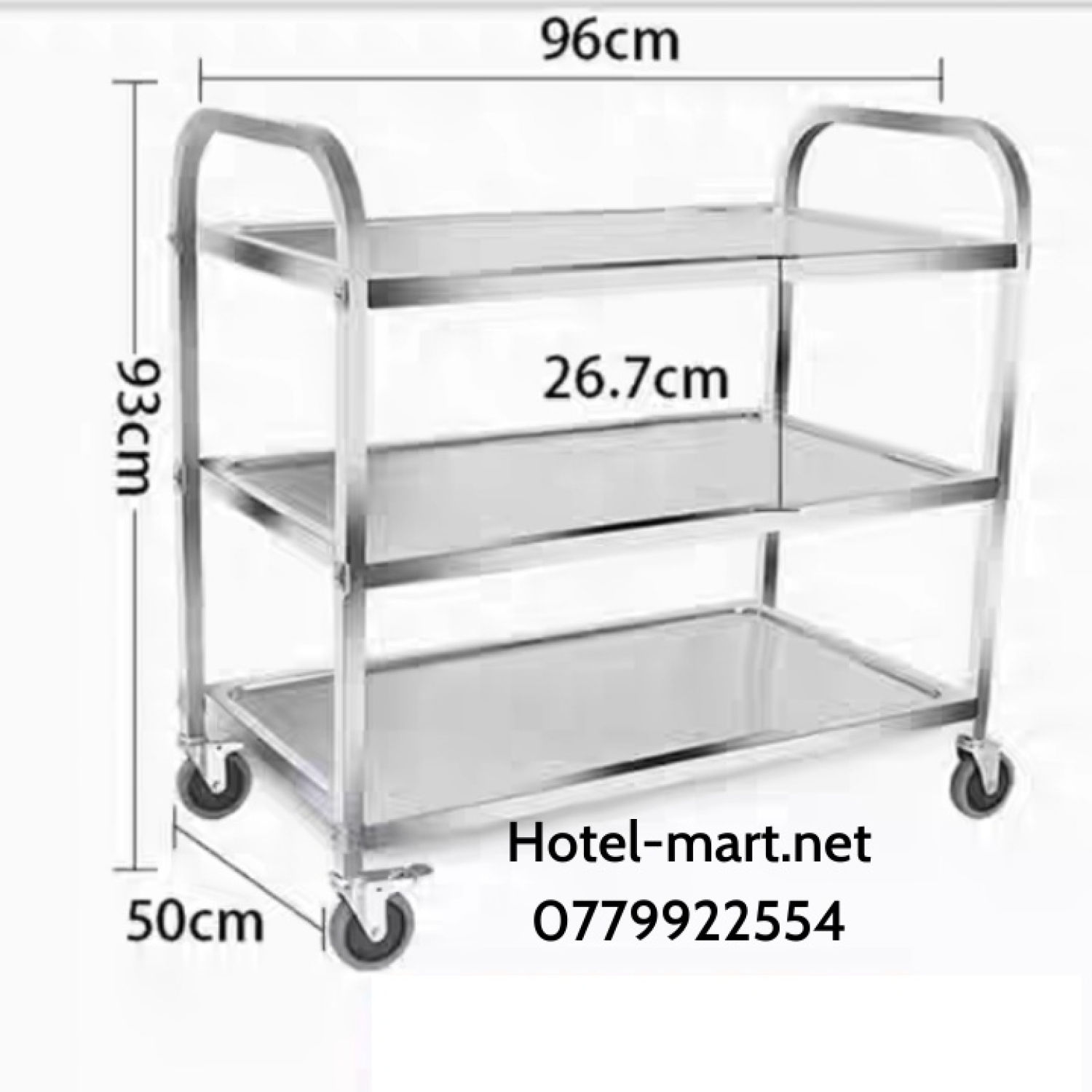 Xe Đẩy Thức Ăn Inox Dọn Dẹp 3 Tầng