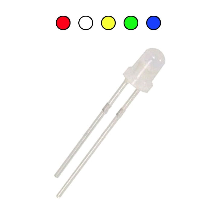 Gói 10 con led đục 3mm nhiều màu đỏ/trắng/vàng/xanh