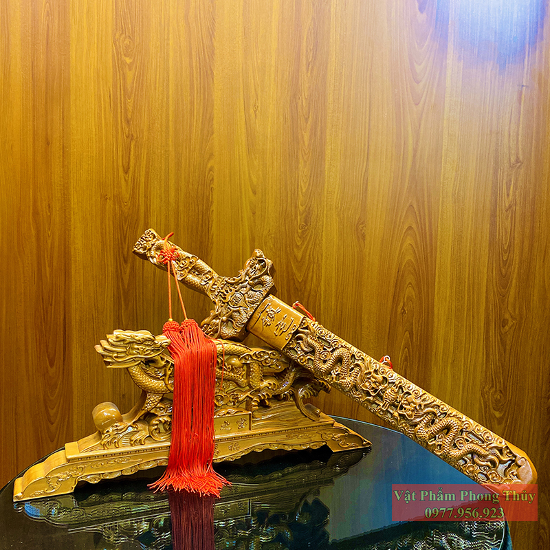 Đế Kiếm gỗ đào 32cm