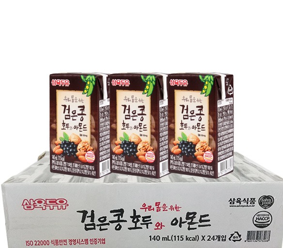 Sữa đậu đen óc chó hạnh nhân Hàn Quốc thùng 24 hộp 140ml date 2022