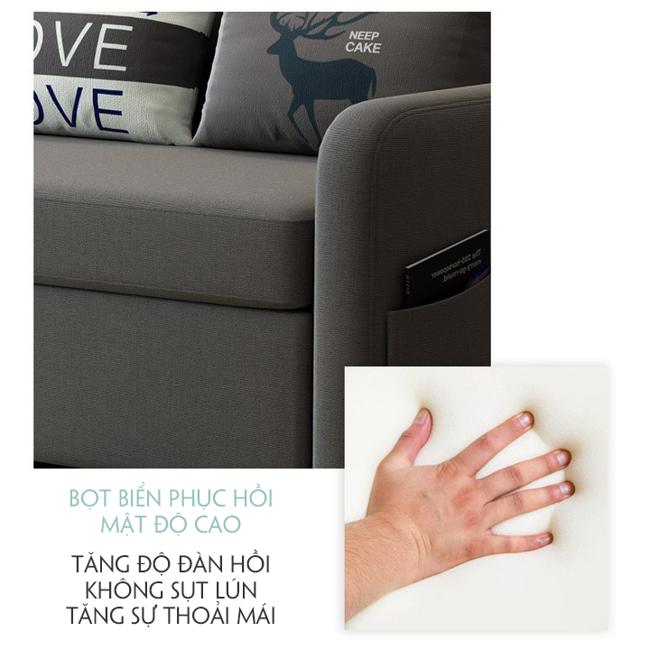 [Giảm Sôc] Giường sofa gấp gọn đa năng, Ghế sofa thông minh ( Kích thươc 1M9X1M9, màu XÁM)