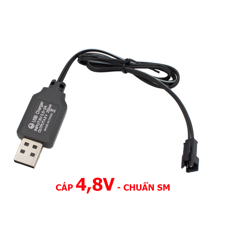 Cáp sạc pin ni-cd 3,6V 4,8V cho đồ chơi ô tô điều khiển từ xa, robot biến hình - Sạc pin chuẩn SM