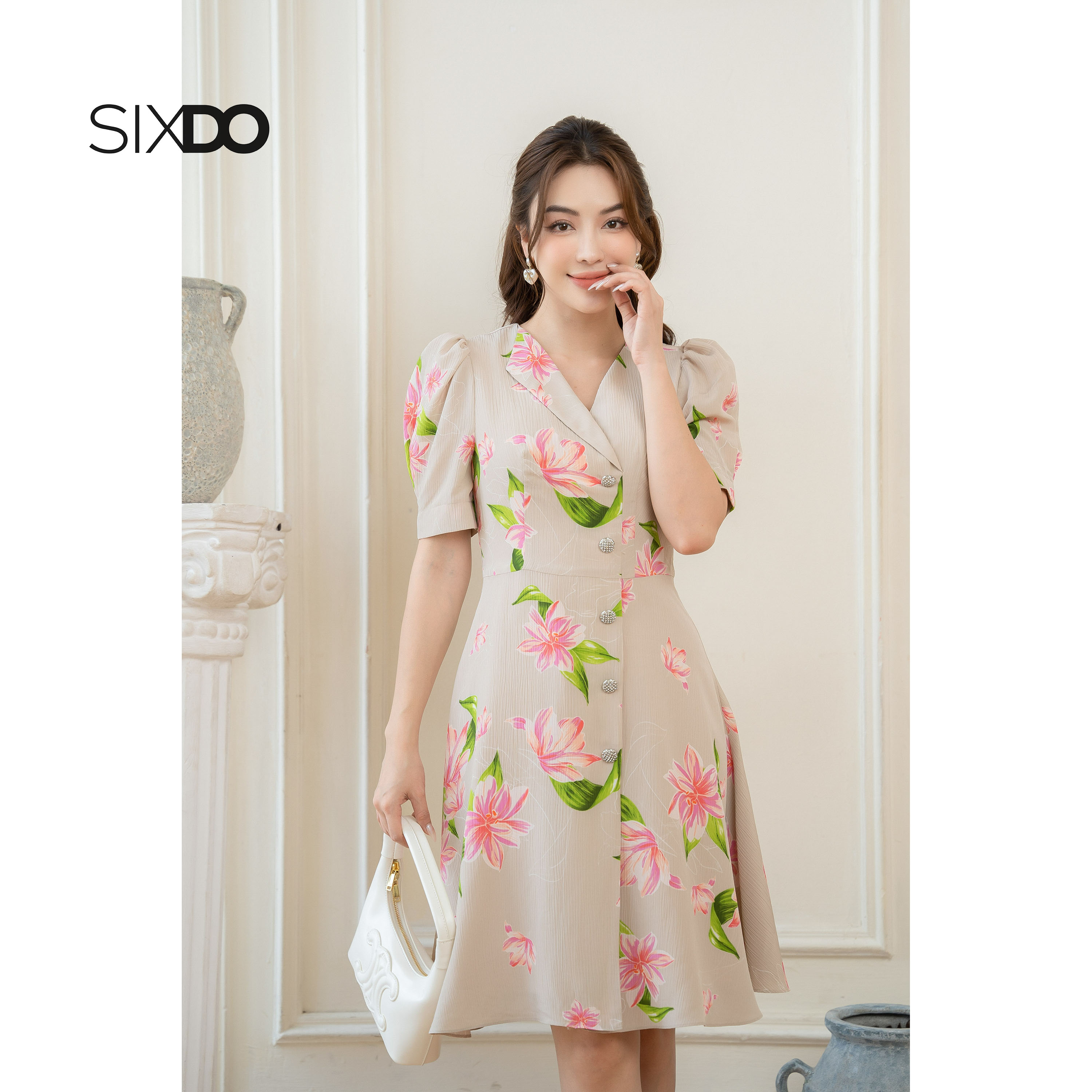 Đầm dệt thoi ngắn tay SIXDO (Mini Woven Dress)