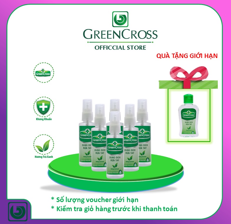 Combo 6 chai Dung Dịch Rửa Tay  GREENCROSS - chai 70ml