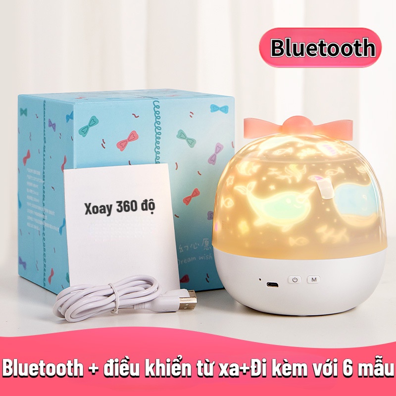 Đèn ngủ chiếu sao,đèn ngủ 3D chiếu trần tự động xoay LOA BLUETOOTH sinh nhật xoay tự động đèn LED lãng mạn cho mẹ và bé