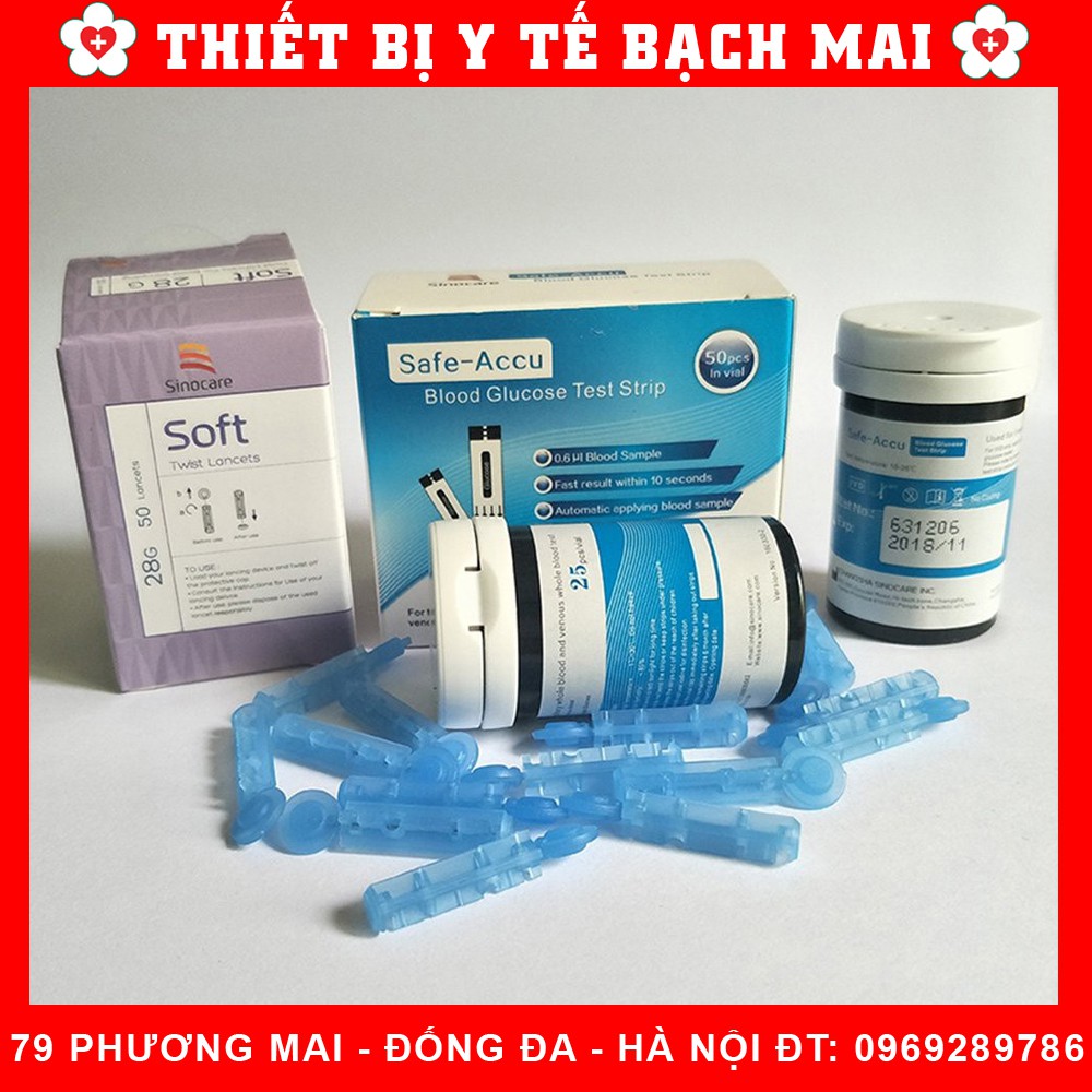 Que thử đường huyết safe - accu sinocare, que thử tiểu đường - hộp 50 que