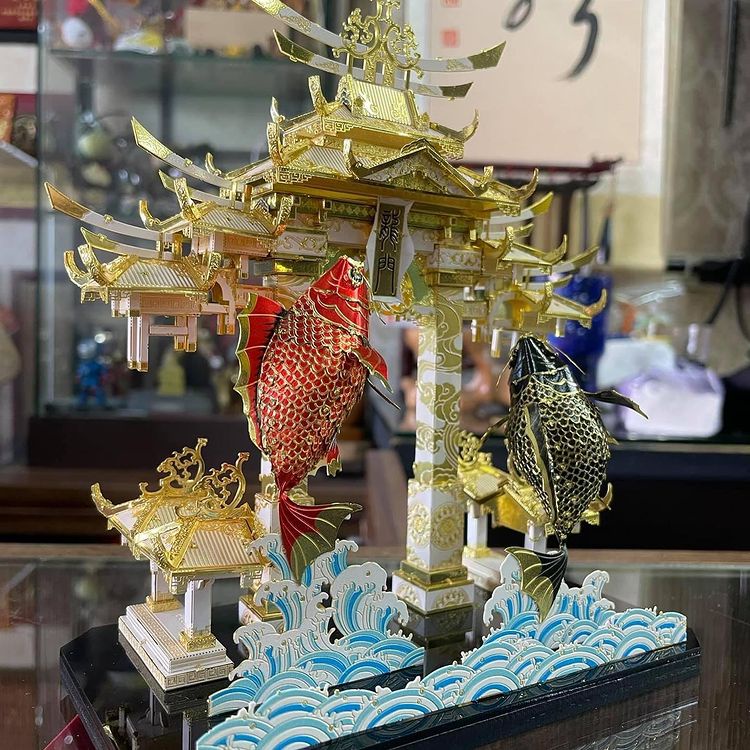 Mô hình 3d kim loại piececool cá chép vượt vũ môn