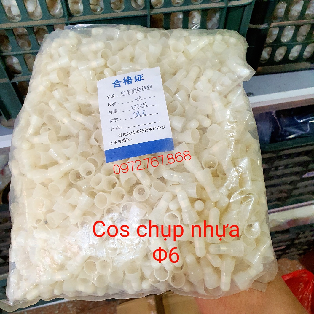 Gói 1000 cái đầu cos chụp nhựa nối dây điện phi 6 lõi đồng
