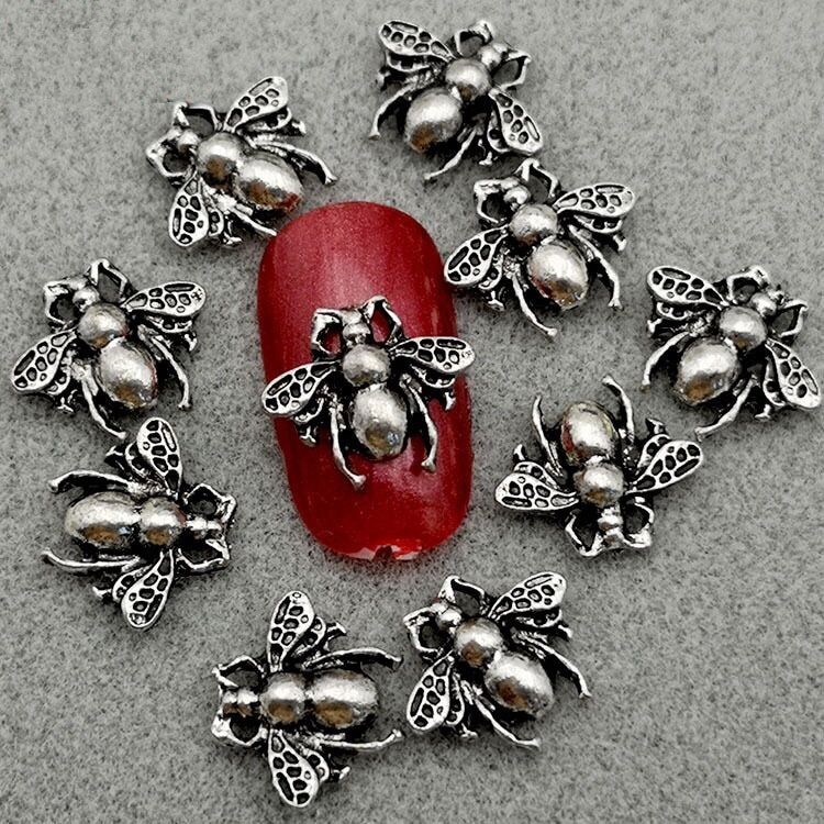 chamr ong bạc vàng đính móng siêu sang - phụ kiện nails