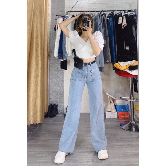 [HCM]Áo kiểu croptop đắp chéo tay phồng