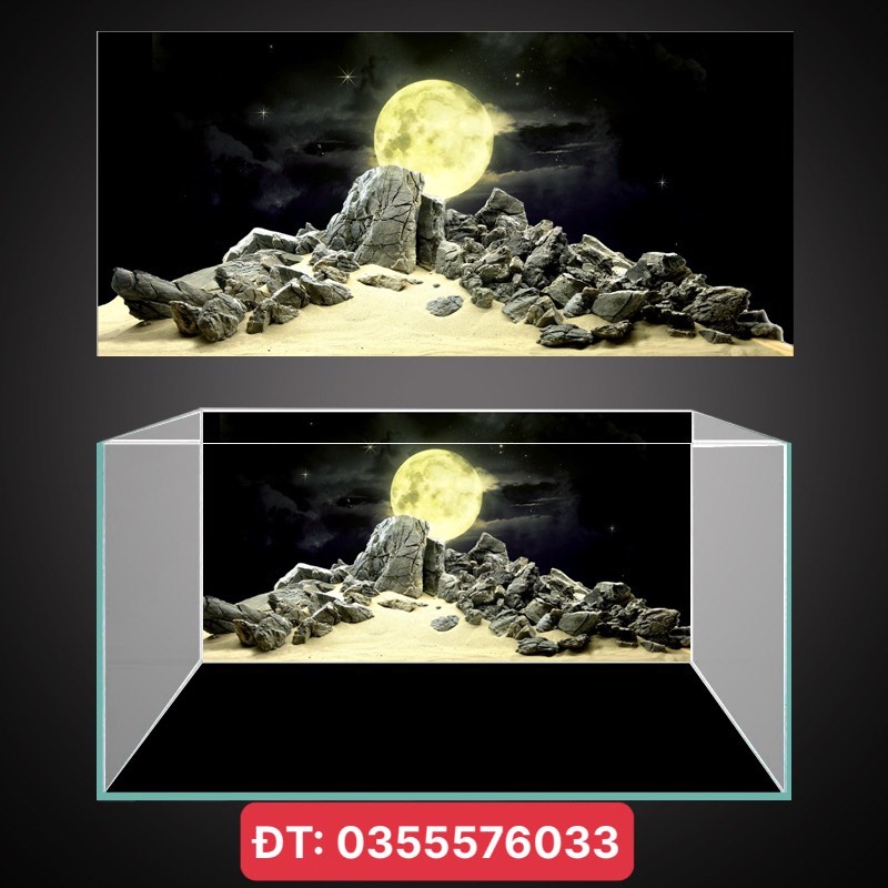 Tranh 3D - phông nền dán hồ cá, bể thủy sinh siêu đẹp và nét, có keo sẵn trên bề mặt, có thể làm theo KT yêu cầu (mã AQB20-413)