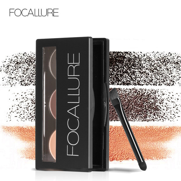 Bảng phấn kẻ lông mày FOCALLURE tự nhiên không thấm nước bền màu lâu trôi kèm cọ 2 đầu tiện dụng - INTL giá rẻ