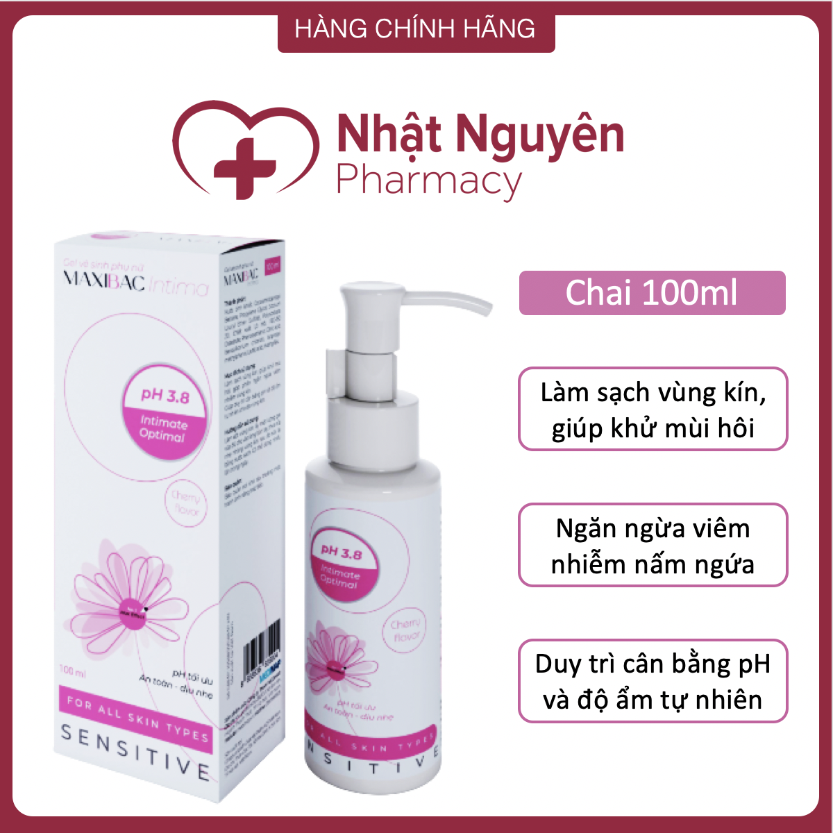 Gel vệ sinh phụ nữ MAXIBAC INTIMA pH 3.8