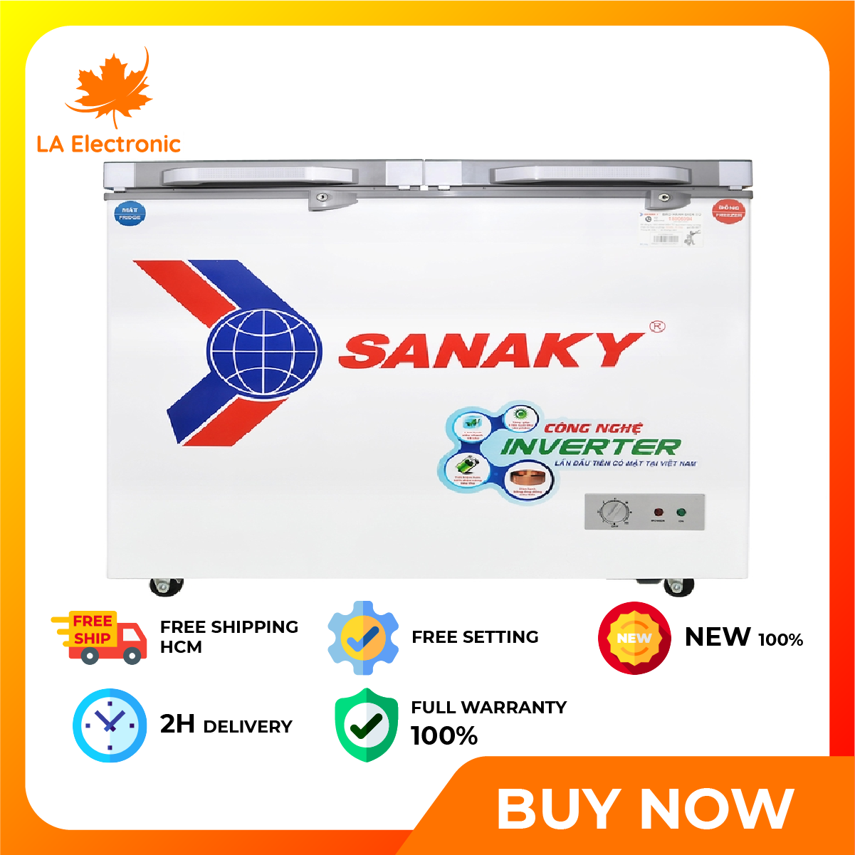 Tủ đông sanaky inverter 220 lít vh-2899w4k - miễn phí vận chuyển hcm