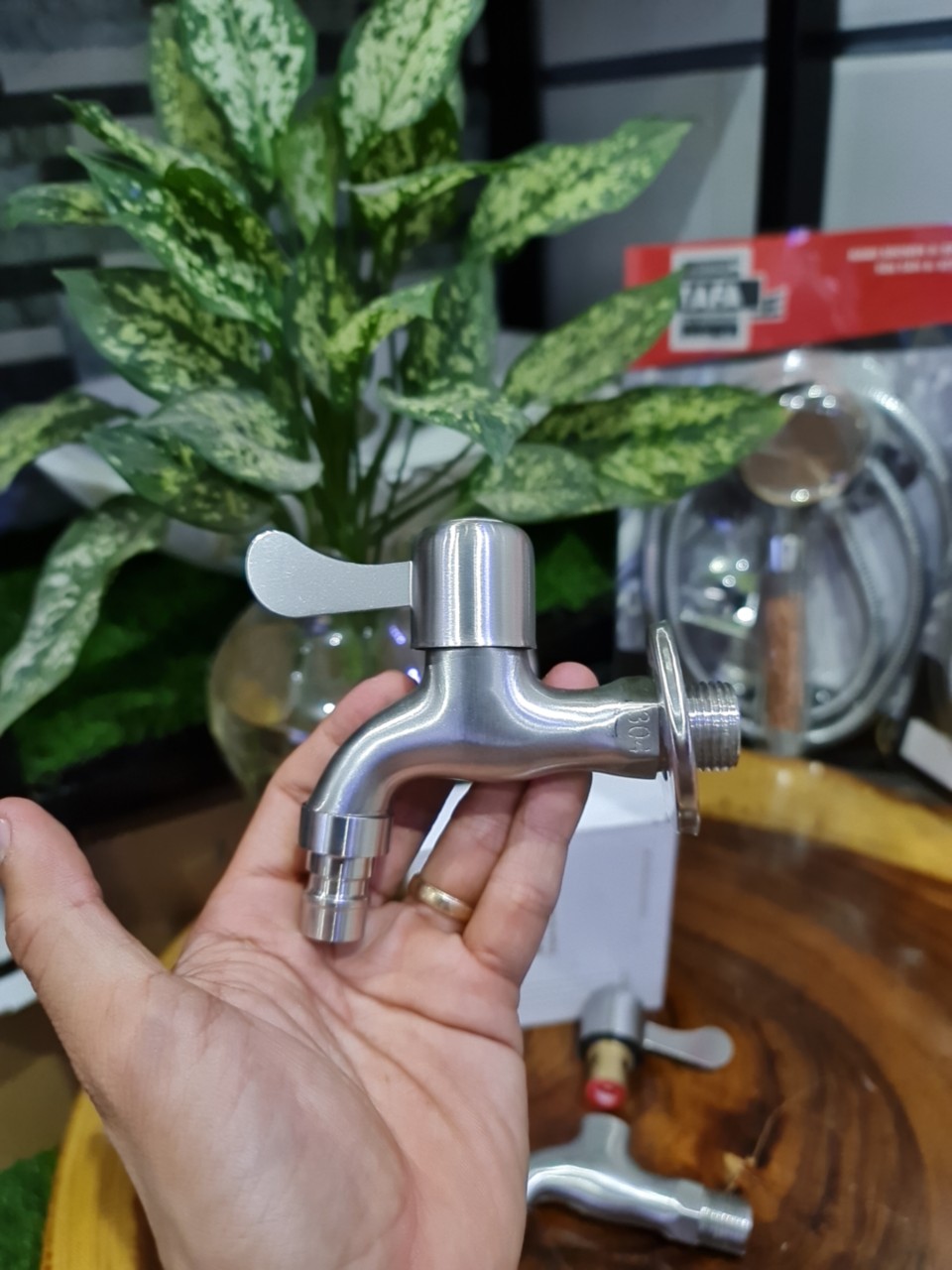 vòi hồ inox 304 mờ ( ti đồng thau )
