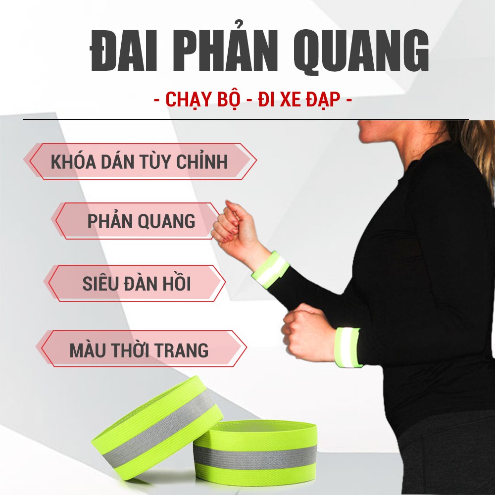 Cặp Đai Phản Quang Đeo Tay Chân ⚡Ảnh Thật⚡ Phản Quang Cực Sáng