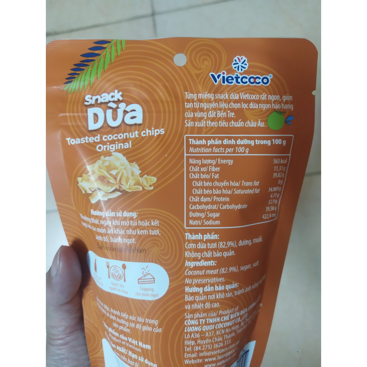 Snack Dừa Sấy Giòn túi 45g Vietcoco