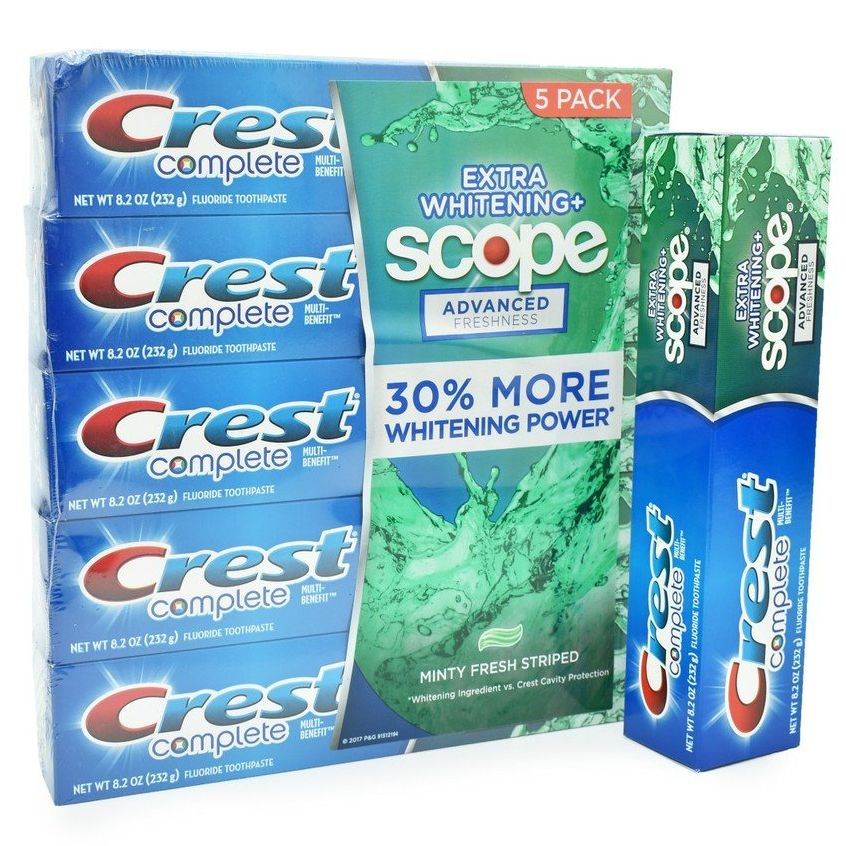 Kem đánh răng trắng răng C.r.e.s.t Complete Extra Whitening Scope Advanced Freshness của Mỹ tupe 232gr