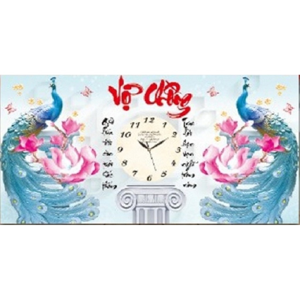 TRANH THÊU 3D ĐỒNG HỒ VỢ CHỒNG 62x35cm