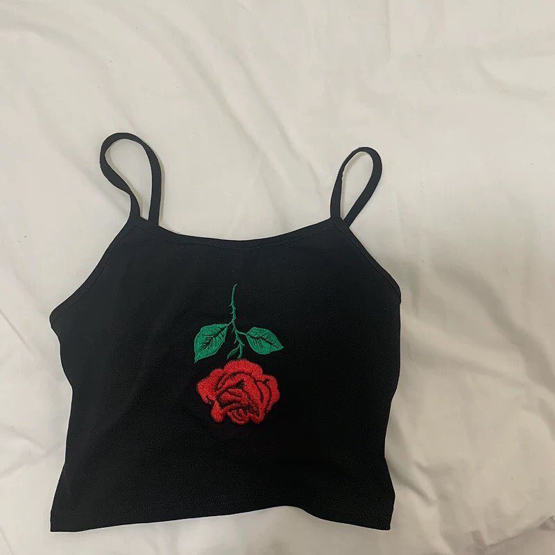 áo croptop thêu hoa hồng sexy