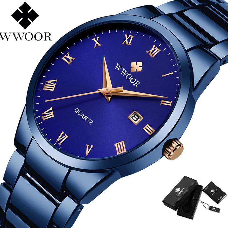 Wristwatch For Men WWOOR Top Luxury Brand Fashion Classic Calendar Stainless Steel Waterproof 30m Quartz Scratch Proof Original Watch