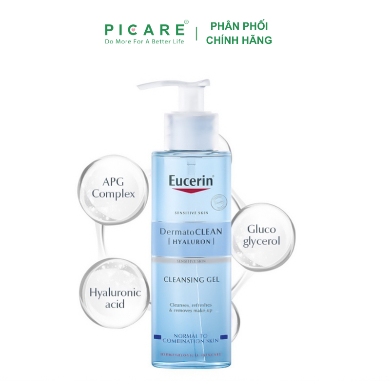 [GIẢM 20K ĐƠN 399K] Eucerin Sữa rửa mặt cho da nhạy cảm  Dermatoclean Gel 200ml