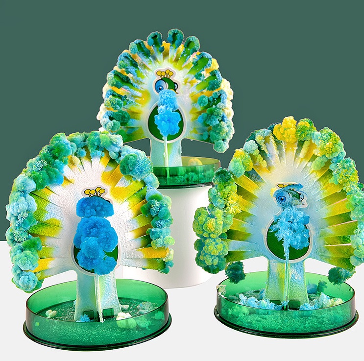 Đồ chơi nuôi tinh thể con công mọc lông Magic Peacock sặc sỡ (Tinh thể KDP / ADP )