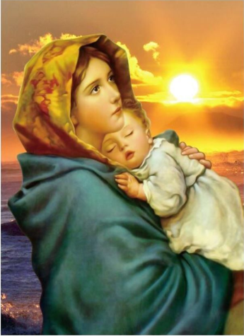 Tranh Đính Đá ABC 3D Đức Mẹ Maria Bồng Chúa LG1525 (KHÁCH TỰ ĐÍNH) KT: 50X70CM