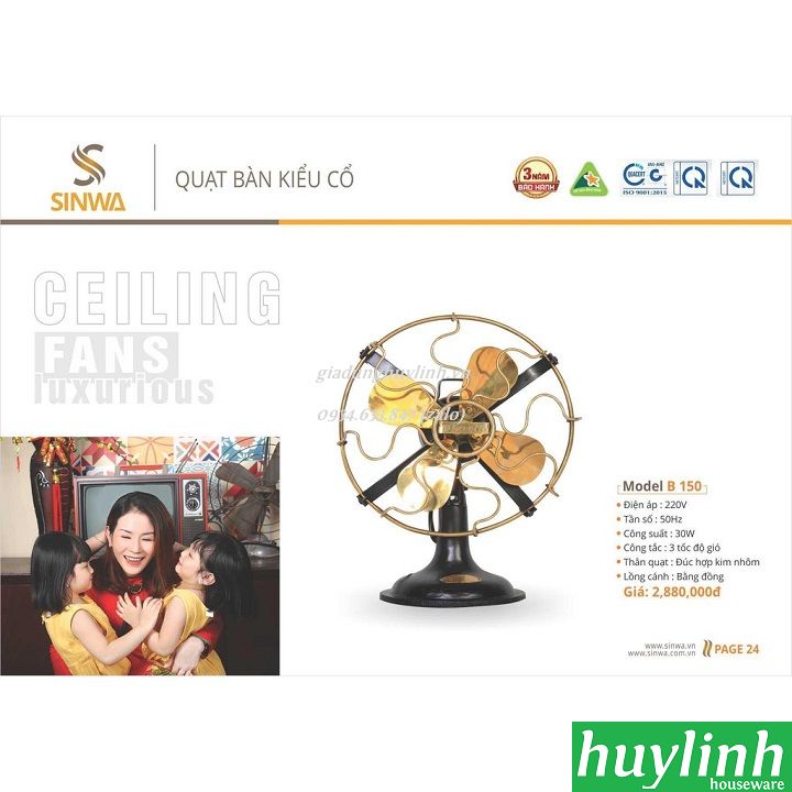 [HCM]Quạt bàn kiểu cổ Sinwa B150