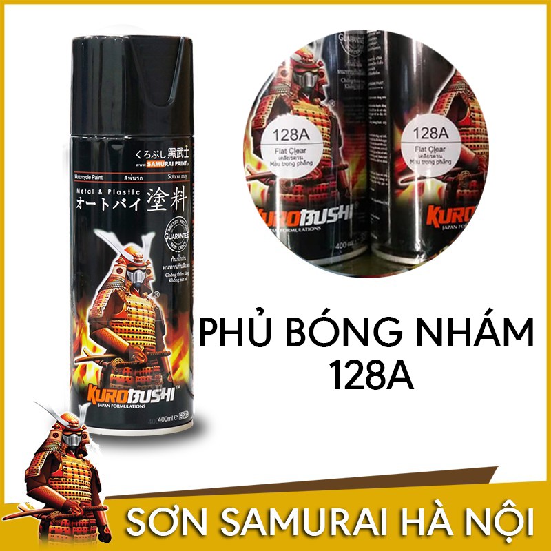 Samurai 128A - Chai sơn xịt sơn xe máy màu trong mờ ( phủ nhám ) - Flat Clear