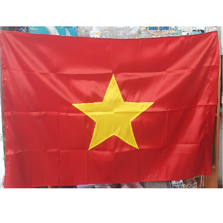 Cờ đỏ sao vàng/ cờ Tổ quốc size 1x1,5met vải phi lụa
