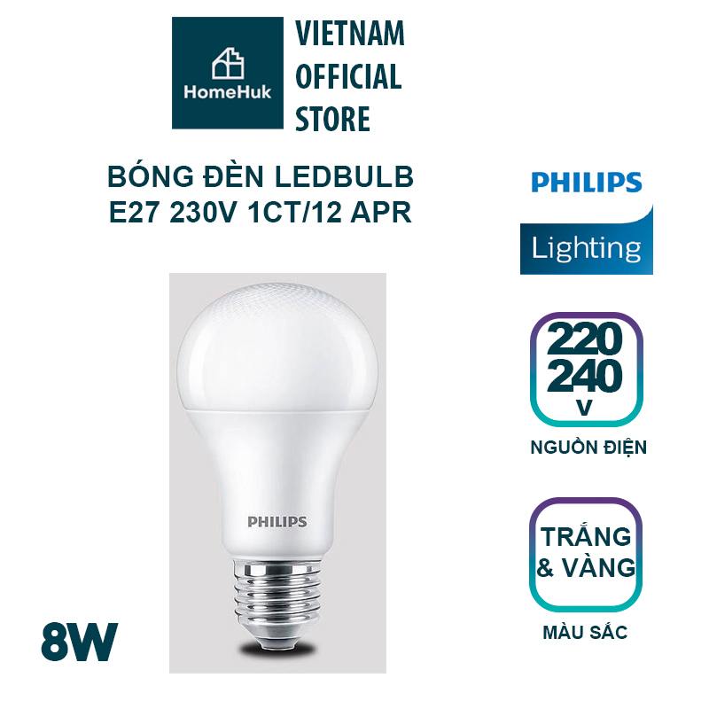 Bóng đèn Philips LEDBulb 8W E27 230V 1CT/12 APR