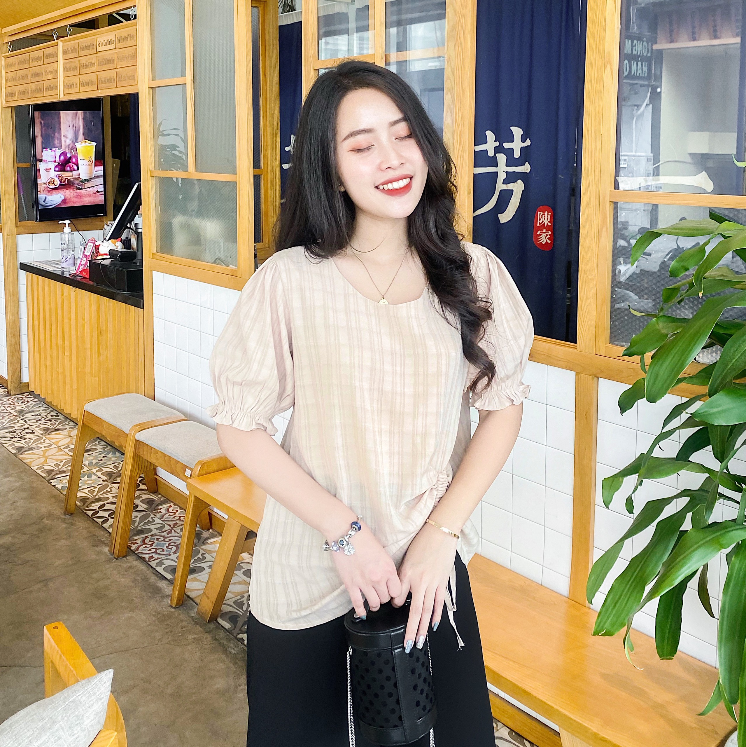 ÁO SƠ MI NỮ RÚT DÂY EO (MS93)