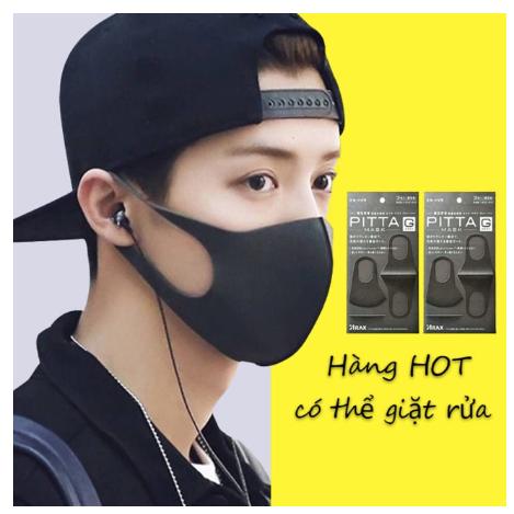 [HCM]1 túi 3 chiếc KHẨU TRANG NHẬT BẢN PITTA MASK (MÀU ĐEN)