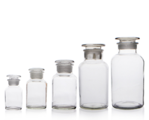Chai thủy tinh trắng miệng rộng 60ml, 125ml. 250ml. 500ml, 1000ml - dụng cụ thí nghiệm