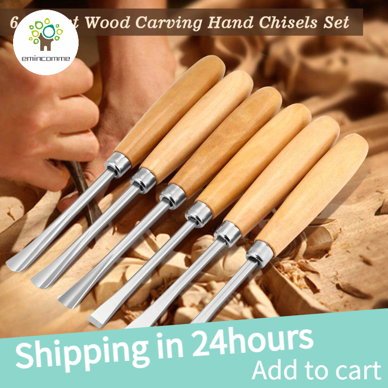 emincomme 6pcs Professional Wood Carving Hand Chisels Set DIY Woodworking Sculpting Tools