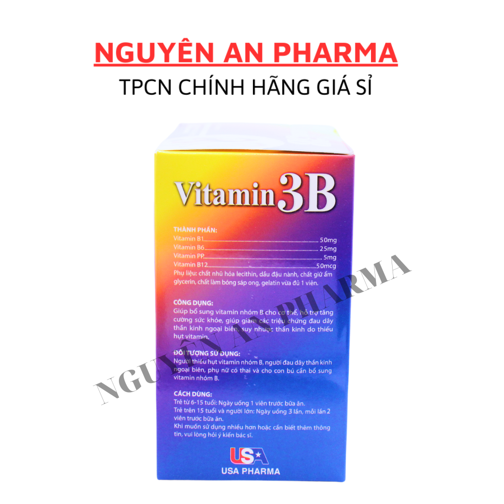 VITAMIN 3B B1, B6 B12 bổ sung vitamin B tổng hợp, bồi bổ cơ thể, tăng cường đề kháng, dùng cho người gầy yếu- 100 Viên