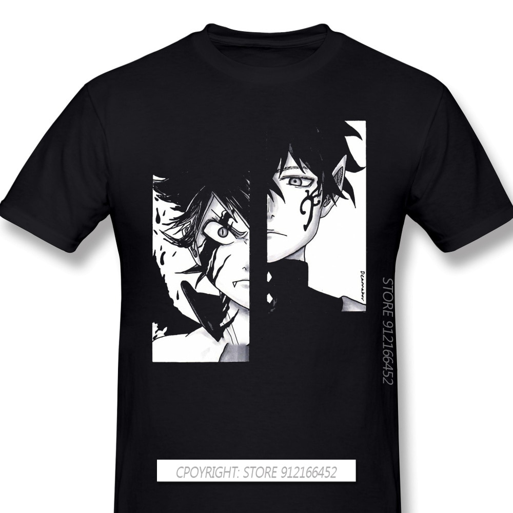 Men's Large T-shirt
Two Halves Print 100% Cotton Funny T Shirts Black Clover Yuno Asta Fantasy Anime Men Fashion Streetwear