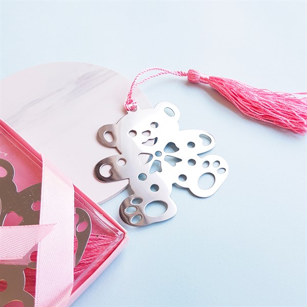 [HCM]Bookmark Kim Loại Gấu Dây Hồng