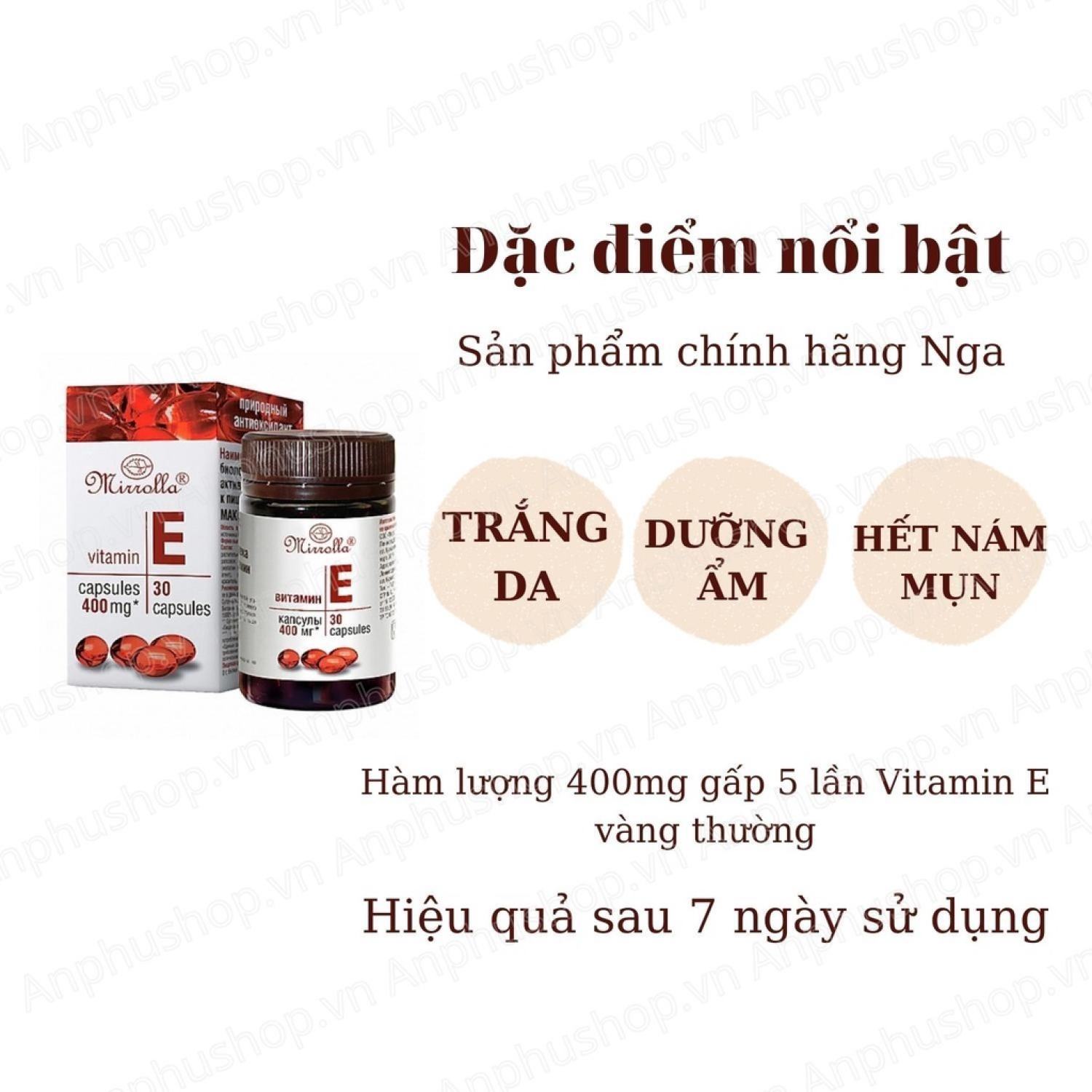 Vitamin E đỏ Nga Mirrolla 270mg - 400mg (Sản phẩm chính hãng)