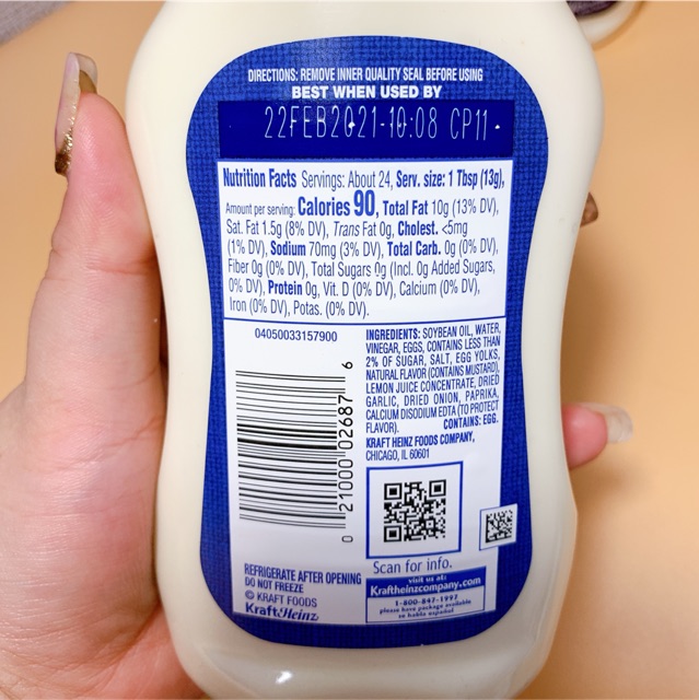 Sốt Mayo không đường Kraft lọ 354ml ( eat clean, keto, ăn kiêng, gymer)